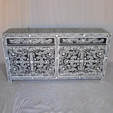 Bone inlay Black Floral Pattern Sideboard A